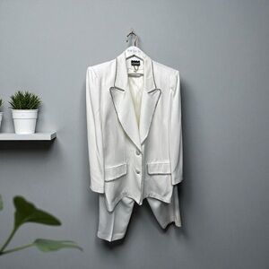 Rhinestone Tuxedo Women’s Vintage Cione Shouider Pads Size 18 Winter White